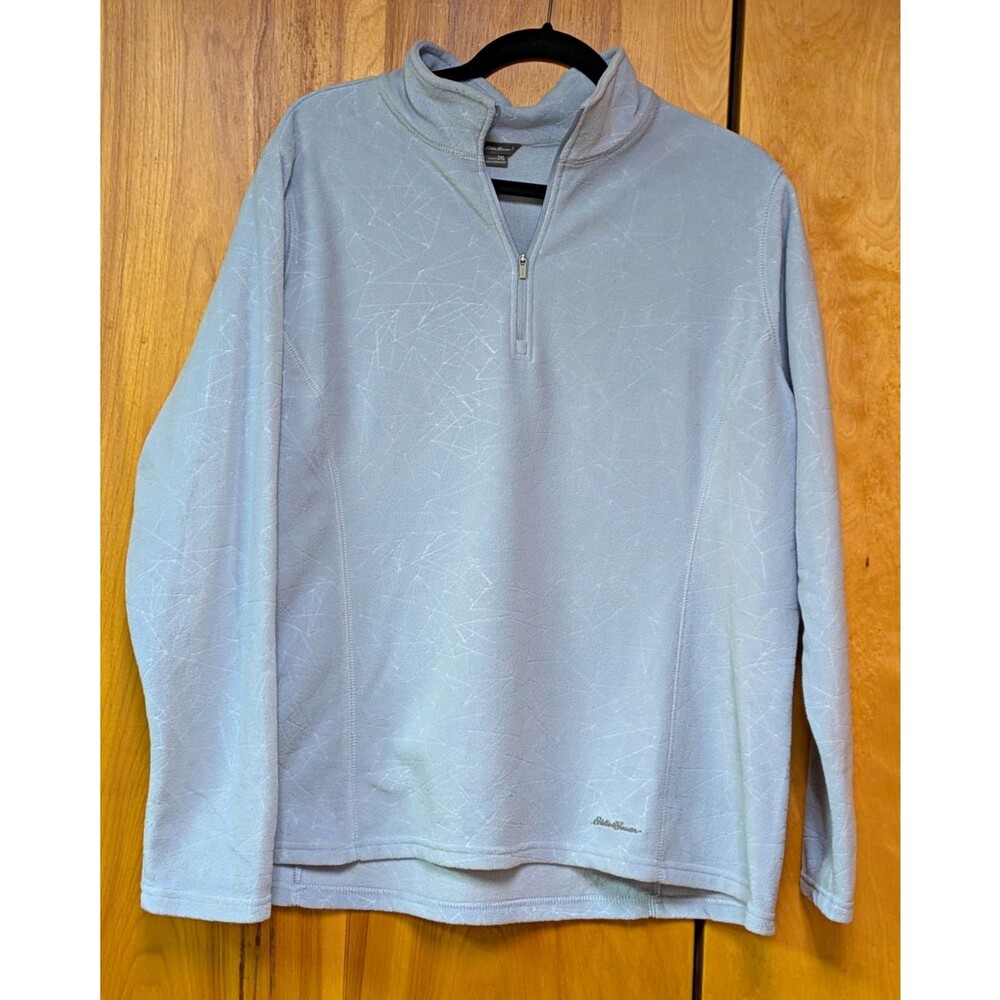 Eddie Bauer Light Blue Fleece 1/4 Zip Mock Neck Embroidered Sweatshirt 2XL